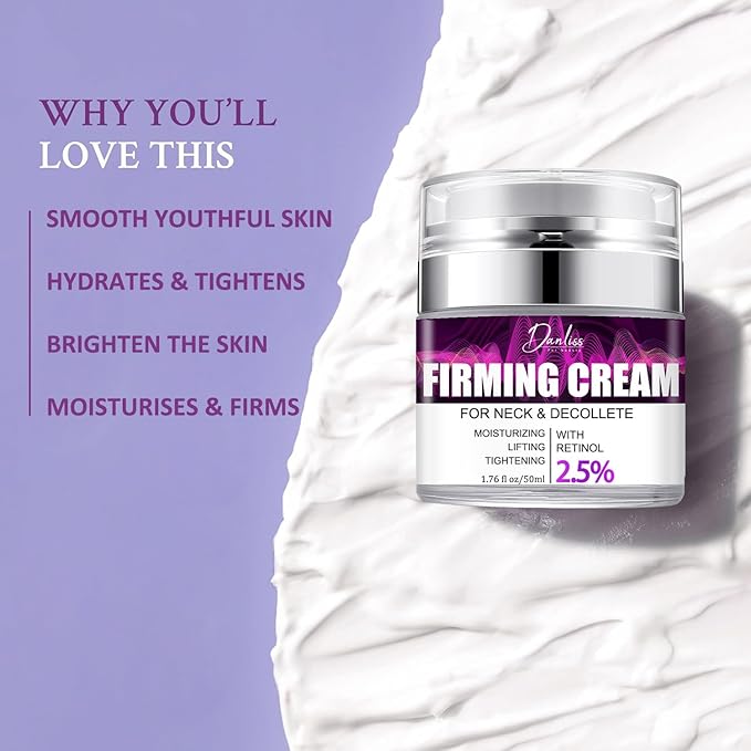 Neck Creams for Tightening and Firming, Retinol & Hyaluronic Acid for Wrinkle Reduction, Neck Cream for Skin Lifting, Neck Firming Cream | Anti-Aging Moisturizer for Face & Décolleté, 1.7 FL OZ