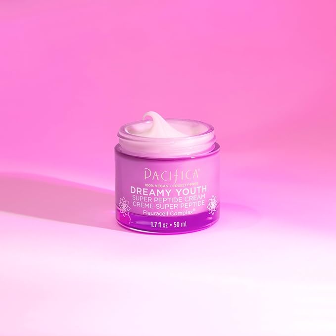 Pacifica Dreamy Youth Super Peptide Cream – Daily Anti-Aging Moisturizer with Concentrated Peptides & Floral Stem Cells, Hydrating Face Cream for Fine Lines & Wrinkles, Rejuvenates & Restores, Vegan