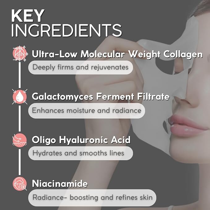 Pro-Collagen Hydrating Collagen Face Mask for Women & Men | Face Masks Skincare | Mascarillas Faciales de Colageno |Collagen Mask Overnight | Biocollagen Face Mask | Korean Skin Care