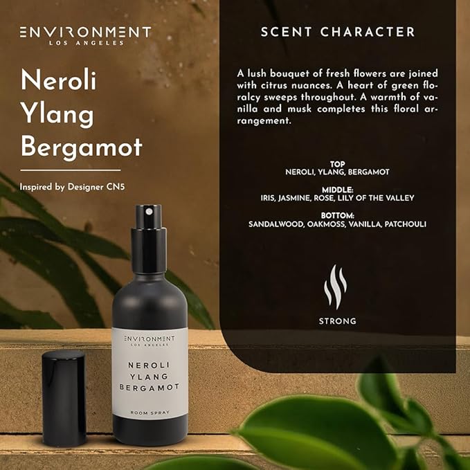 ENVIRONMENT Inspired by Designer Perfume CN5 Room Spray, 100ml Air Freshener (Neroli | Ylang | Bergamot) Home Fragrance Accessories, Room Perfume, Room Deodorizer, Vegan & Cruelty-Free