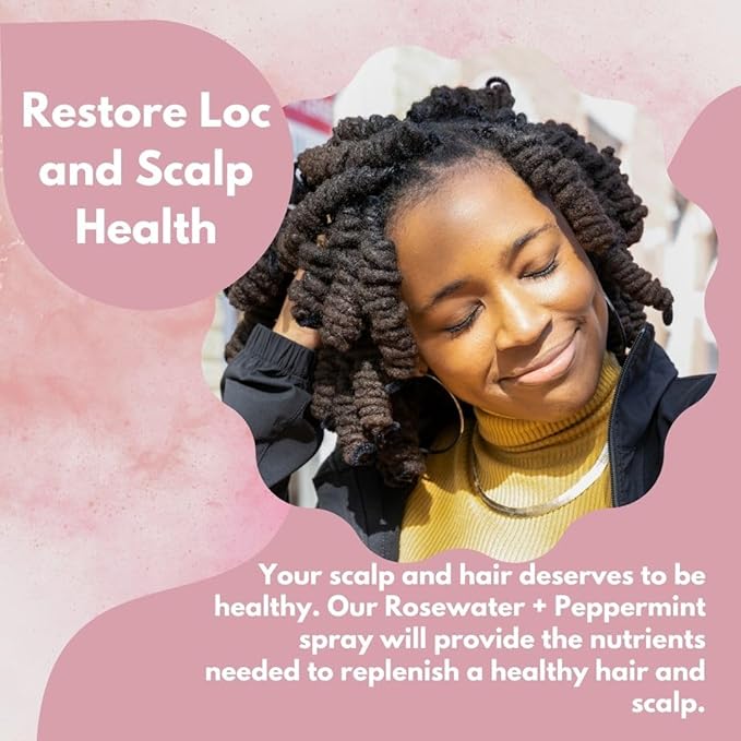 Rose Water For Locs, Daily Moisturizing Refreshing Spray, Rose Water For Hair, Rosewater and Peppermint Hair Scalp Moisturizer. (2 OUNCES)