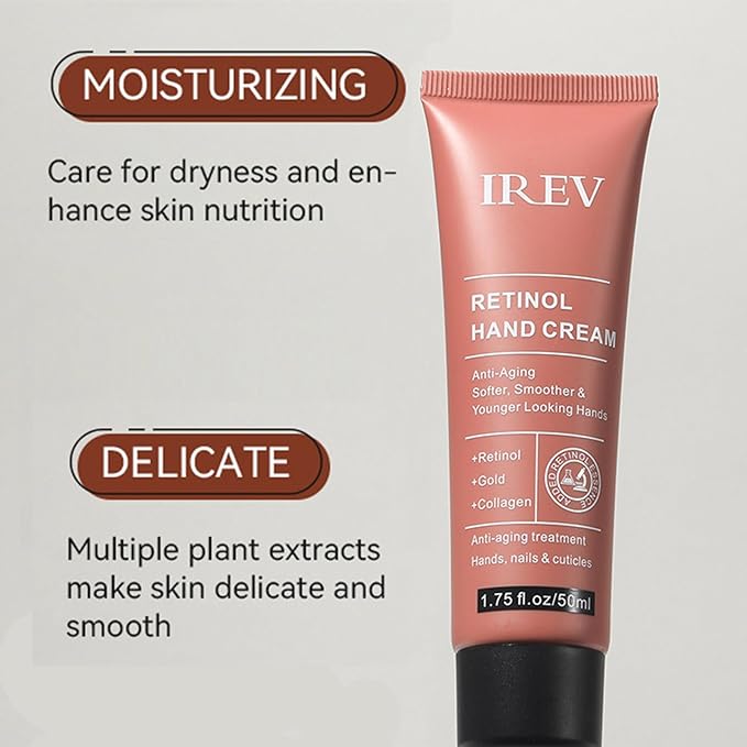 Retinol Hand Cream Firming Anti-Aging Hand Lotion with Collagen, Retinol Moisturizer for Aging & Dry Cracked Hands, Care & Protects Skin, Nails & Cuticles