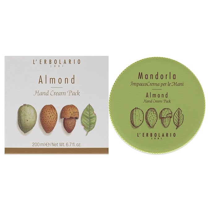 L’Erbolario Almond Hand Cream - Moisturizing Hand Lotion for Women and Men with Almond Oil and Extract - Sweet, Subtle Amber Fragrance - 6.7 oz