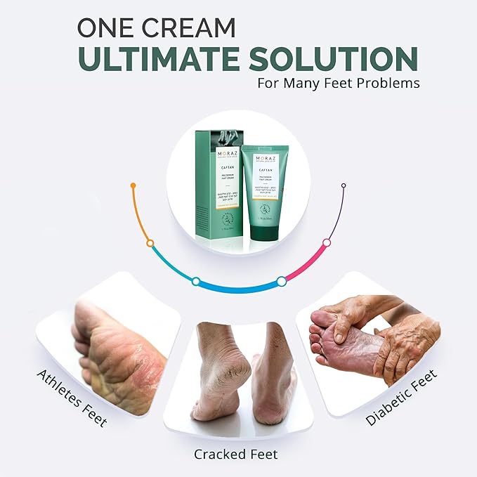 Moraz Caftan Polygonum Foot Cream for Dry Cracked Heels and Feet with 75% Polygonum Extract – Non-greasy, Fast-absorbing Intensive Foot Moisturizer for Dry Cracked Feet, Vegan, Paraben Free, 1.7 Fl Oz