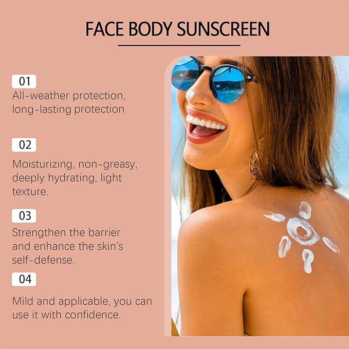 Natural Mineral Sunscreen SPF 50 - Natural Tallow & Zinc Oxide, Beef Tallow Sunscreen for Face & Body SPF 50, Lightweight under Makeup, No Sticky Travel Essentials, Summer Essentials