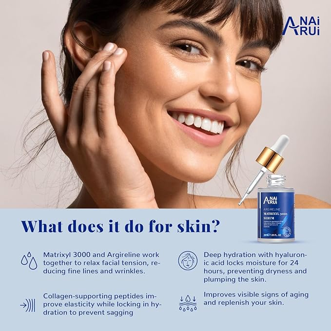 ANAI RUI Matrixyl 3000 + Argireline Serum with Hyaluronic Acid - Reduce Fine Line - Facial Skin Serum,Peptide Complex Serum1.05 Fl.oz