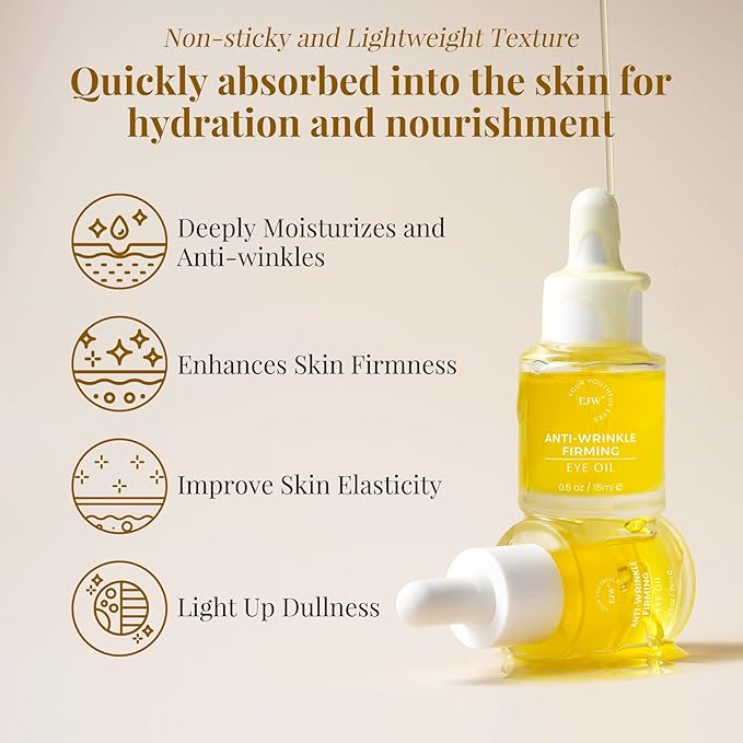 EJW Revive Eye Serum with Gentle Retinoid Correction for Under Eye Bags Wrinkles Puffiness, Fine Lines and Crows Feet, Hydrating & Firming Anti-Aging, Elevates Radiance and Revives Skin, 0.5 oz