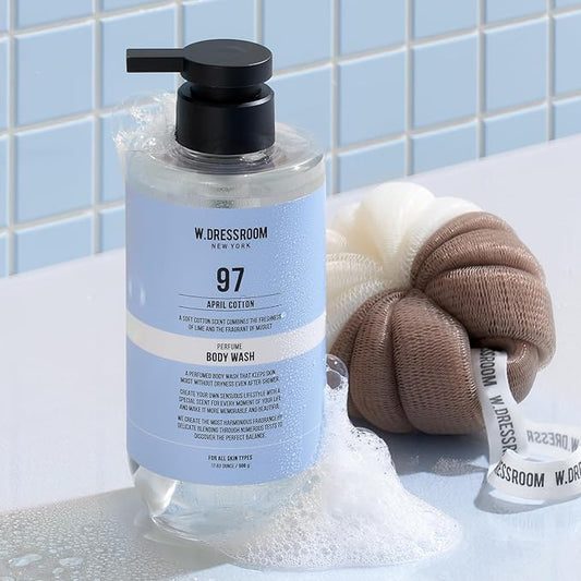 W.Dressroom No.97 April Cotton Perfumed Body Wash – Refreshing Citrus Musk Scent with Lime and Soft Vanilla, Moisturizing Shower Gel (16.9 fl oz)