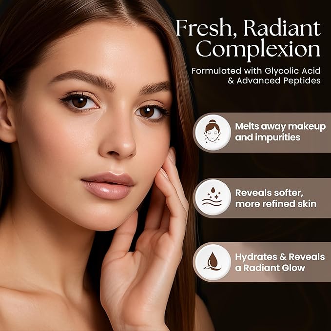 GlycoPeptide Radiance Cleanser β Gentle Exfoliating and Hydrating Face Wash with Glycolic Acid, AHAs, Peptides, Vitamins C and E β Radiance-Enhancing Daily Cleanser β 4.73 fl oz / 140ml