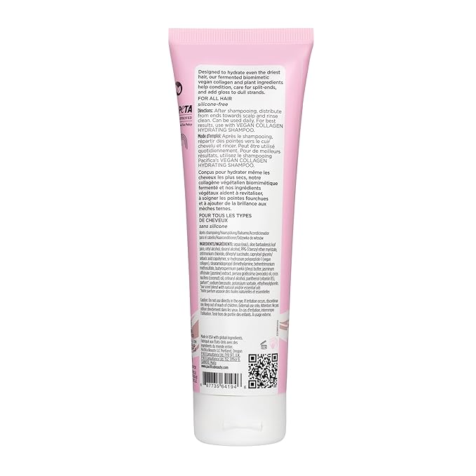 Pacifica Hair Conditioner - Vegan Collagen Hydrating, Haircare, Avocado Oil, Vitamin B5, Add and Restore Shine, For Dry and Damaged Hair, Sulfate and Silicone Free, Hair Care, 8 fl oz (1 Count)
