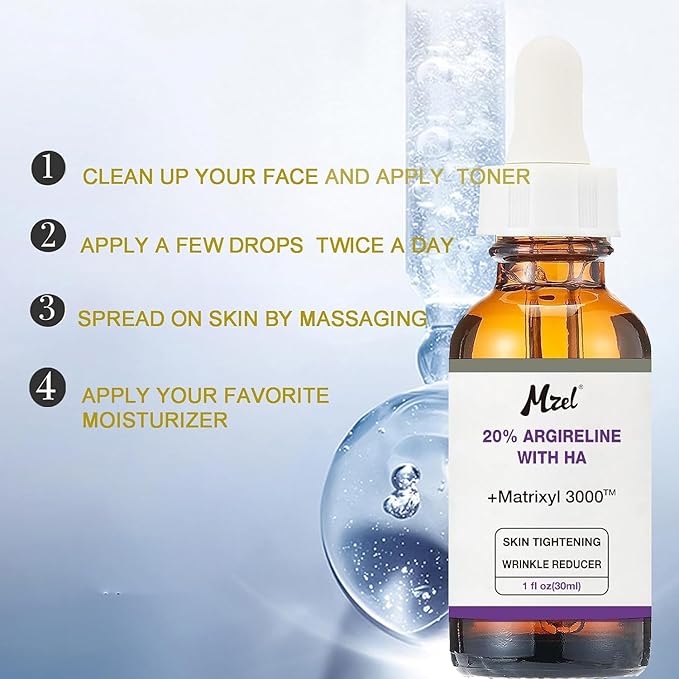 20% Argireline Serum with Matrixyl 3000 Pure Hyaluronic Acid For Face,With Vitamin C,Deep Wrinkle Reducer Anti Aging Tones Skin and Stimulates Collagen Peptides Serum For Face