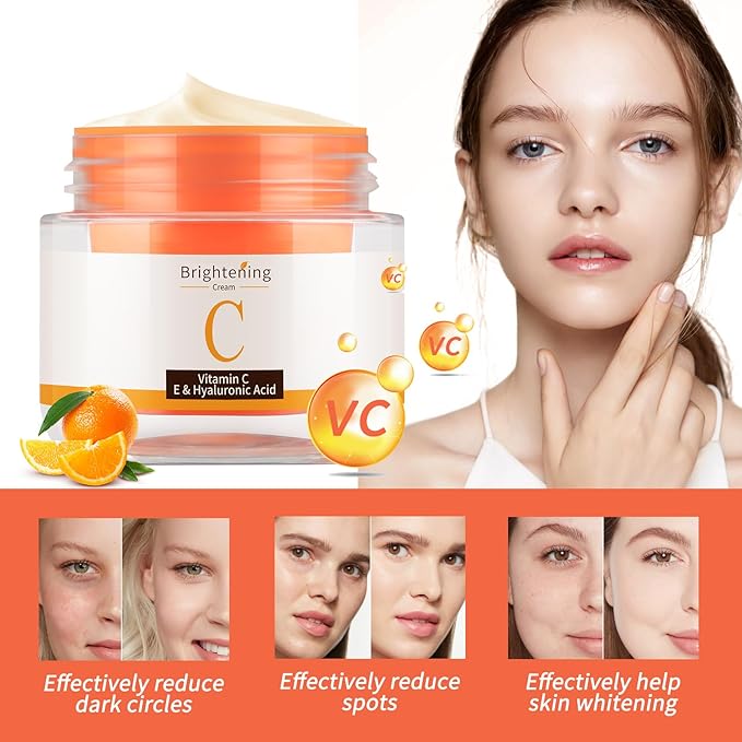 Vitamin C Face Cream, Vitamin Moisturizer C Cream with Hyaluronic Acid Squalane, V C Cream Face For Fine Lines & Tightening Skin Wrinkles, Antioxidant Firming Cream