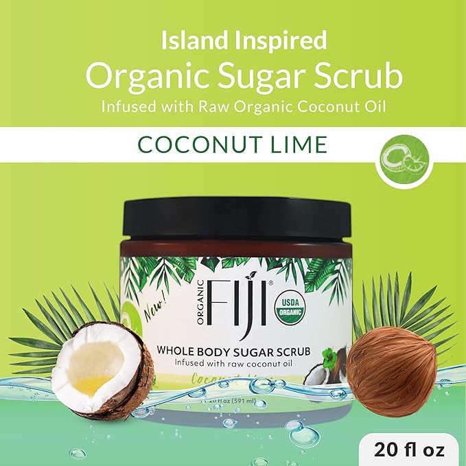 Whole Body Scrub - Infused with Coconut Oil, Exfoliating Sugar Scrub for Smooth and Soft Skin, Exfoliates & Restores Skin's Natural Biosphere, Coconut Lime 20 oz