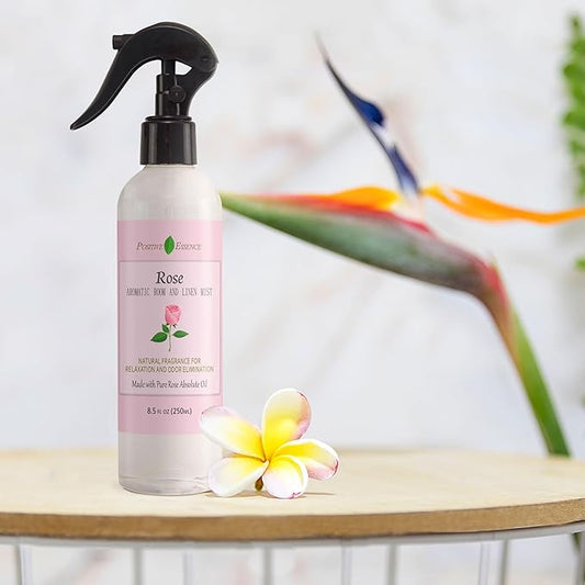Rose Linen and Room Spray, Natural Pillow Spray Made with Pure Rose Essential Oils, Relaxing Home Fragrance or Toilet Spray, Rose Water Spray (8.5 fl oz)