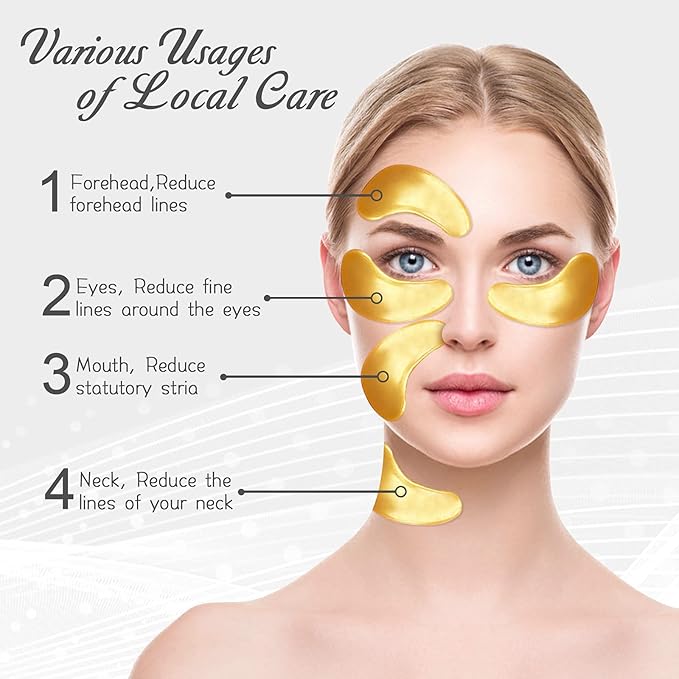 Permotary 30 Pairs 24K Gold Gel Crystal Collagen Eye Pads,Crystal Collagen Under Eye Mask for Moisturizing,Reducing Fine Lines&Dark Circles& Puffy Eyes Under Eye Patch for Women Men, Gold