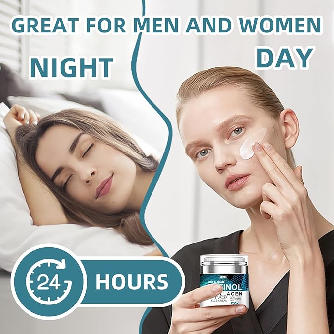 Collagen, Retinol & Hyaluronic Acid Cream - Anti-Aging Face Moisturizer for Face, Firming Skin Care for Neck Décolleté, Daily Moisturizer Cream Day & Night - 1.7 fl.oz