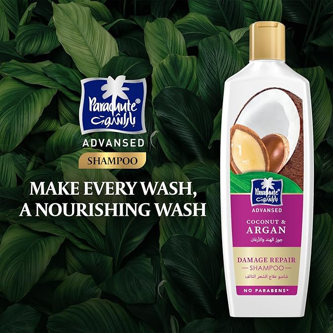 Parachute Advansed Anti-Frizz Hair Serum & Argan Shampoo Combo | Smooth, Nourished, Frizz-Free Hair | Pack of 2 | 6.4 fl oz + 11.4 Fl oz