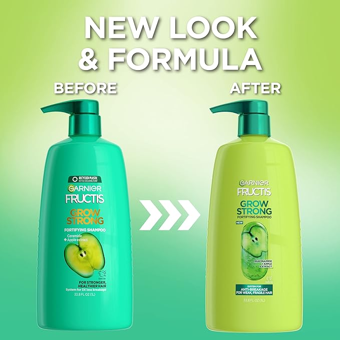 Garnier Fructis Grow Strong Shampoo, 33.8 Fl Oz, 1 Count (Packaging May Vary) (Pack of 2)