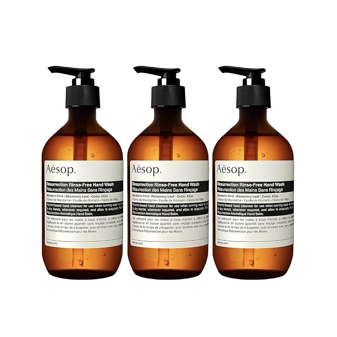 Aesop Resurrection Rinse-Free Hand Wash | Cleanse and Hydrate Without Water | Alcohol Based Formulation | 16.9 oz (Pack of 3)