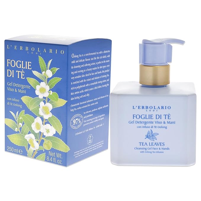 L'Erbolario Tea Leaves Shower Gel - Nourishes, Moisturizes And Protects The Skin - Refreshing Bath And Shower Foam Provides Gently Effective Cleansing - Softening And Toning Properties - 8.5 Oz