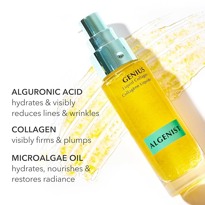 Algenist GENIUS Mini Liquid Collagen Serum - Firming and Hydrating Face Serum with Collagen + Vitamin E - Helps Visibly Minimize Fine Lines + Wrinkles and Improve Elasticity (6.2ml)
