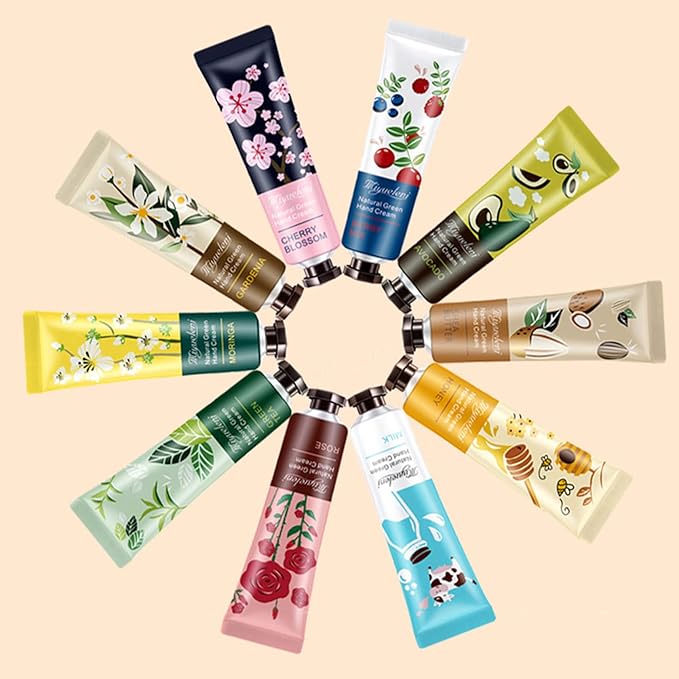 10 Pack Hand Cream For Chapped Hands,Natural Botanical Fragrance Hand Lotion,Mini Hand Cream For Working Dry Hands,Moisturizing Travel Size Hand Cream Set with Natural Botanical For Women 30ml