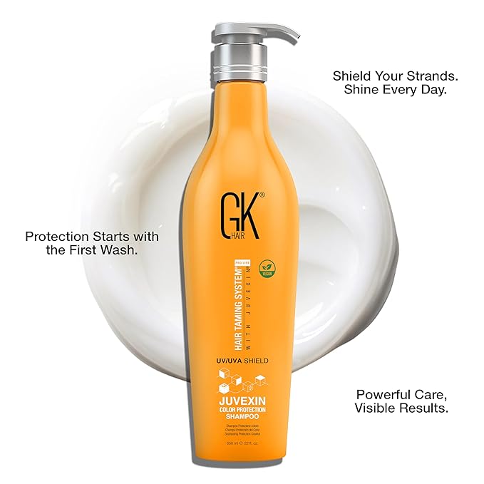 GK HAIR Shield Shampoo 22 Fl Oz – Color Safe, UV Protection, Aloe Vera & Argan Oil, Sulfate and Paraben Free, Repairs Damage, Boosts Shine, Hydrating, Vegan Hair Care