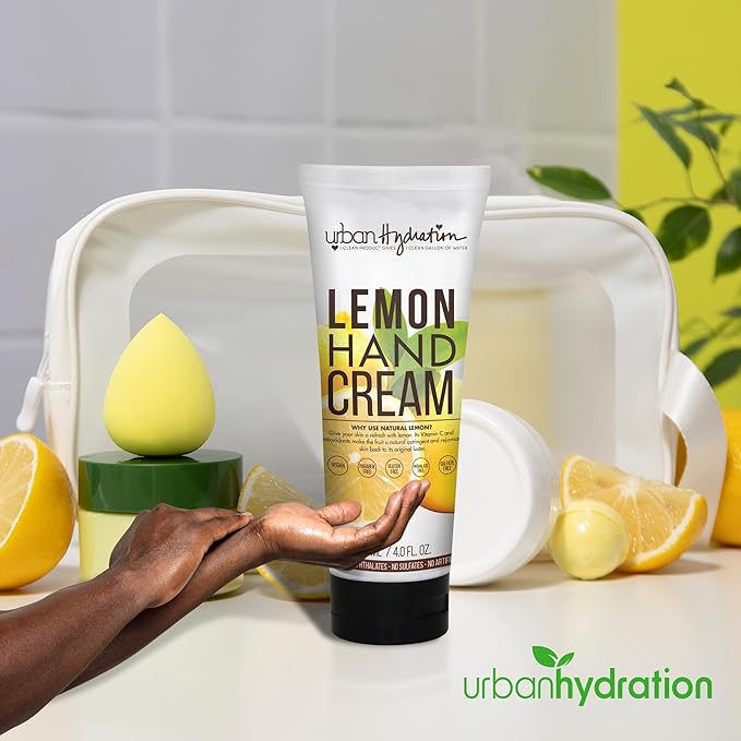 Urban Hydration Lemon Hand Cream, 4oz – Moisturizing Hand Cream with Coconut Oil and Lemon Extract, for Dry and Rough Skin, Sulfate, Paraben, Dye, and Silicone-Free