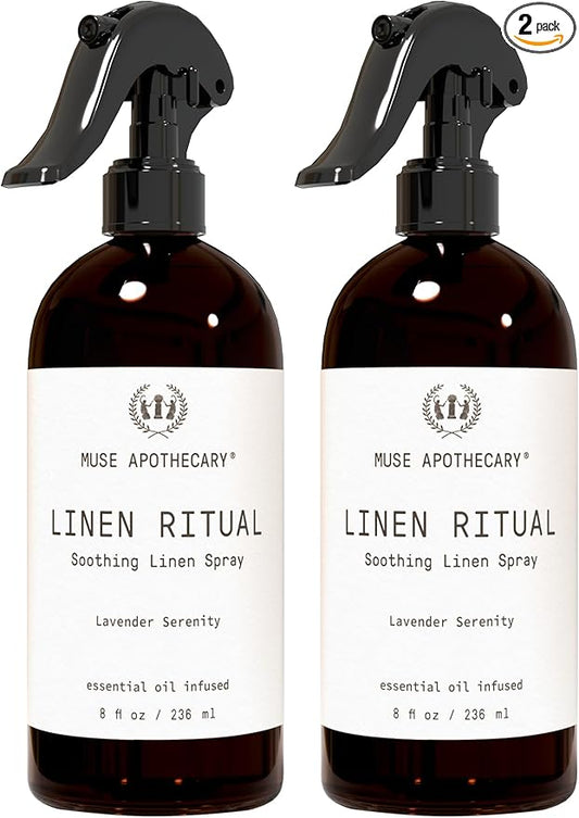Muse Apothecary Linen Ritual - Aromatic, Soothing, and Relaxing Linen Spray for Bedding, Laundry and Fabric Spray Freshener - Infused with Aromatherapy Essential Oils - Lavender Serenity