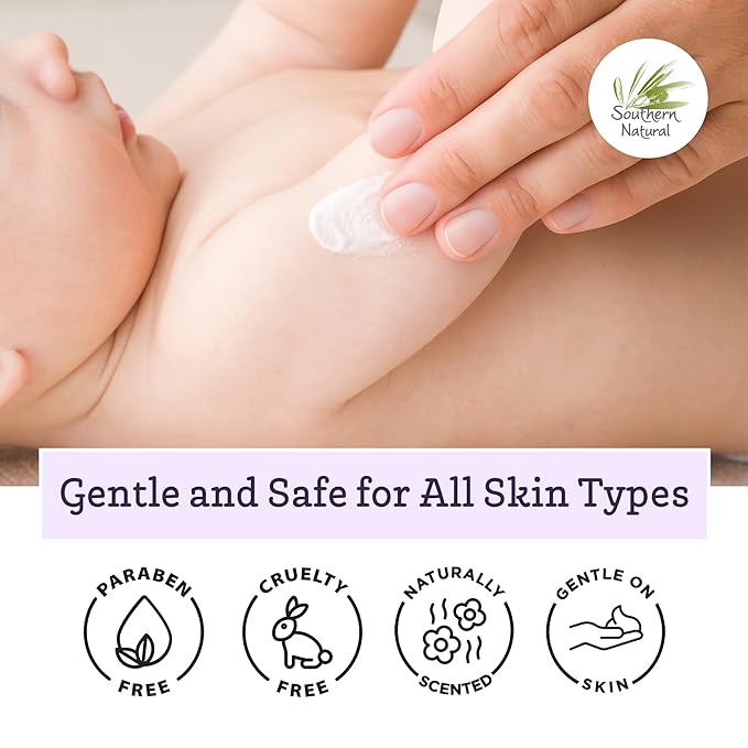 Southern Natural Goat Milk Lotion – Nourishing Face, Body & Hand Moisturizer for Dry & Sensitive Skin - Hydrating Cream, Gentle Skincare for Soft & Smooth Feel - Lavender Vanilla Scent - 12oz