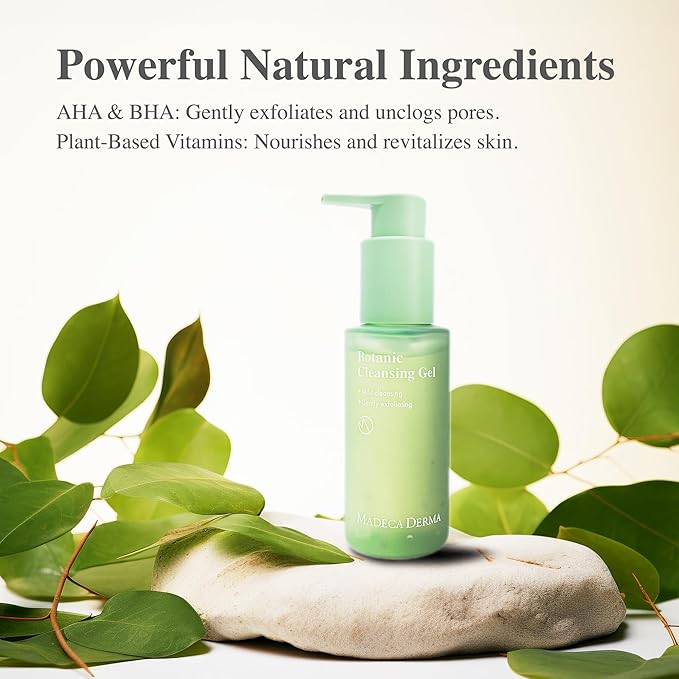 Madeca DERMA Botanic Cleansing Gel – pH Balancing Cleanser with Centella Asiatica & Tea Tree, Korean Skincare, Soothing & Calming with Natural, Hypoallergenic Ingredients (8.3 fl oz)