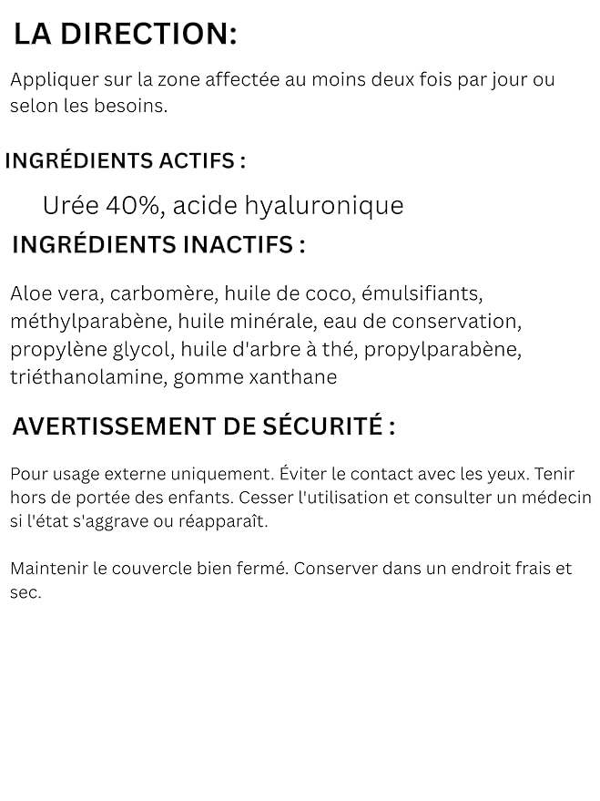 CLEAR 40 HA, 40% Urea Gel, 1% Hyaluronic Acid, 4 oz w/ Tea Tree & Coconut Oil, Aloe Vera, Callus & Corn Remover Softens Cracked Heels, Feet, Elbows, Hands, Nails, Superior hydration to Urea Creams