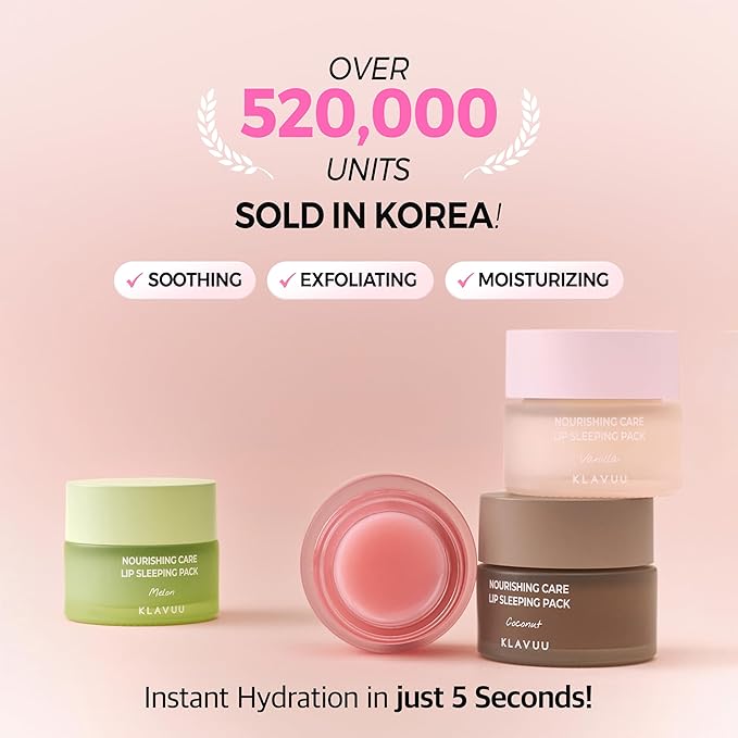 Klavuu Lip Mask Sleeping Pack (0.7oz) – Overnight Deep Hydrating Korean Lip Balm Treatment for Very Dry, Chapped Lips | Lip Lightening & Plumping with Instant Hydration | Gentle Exfoliating (Melon)