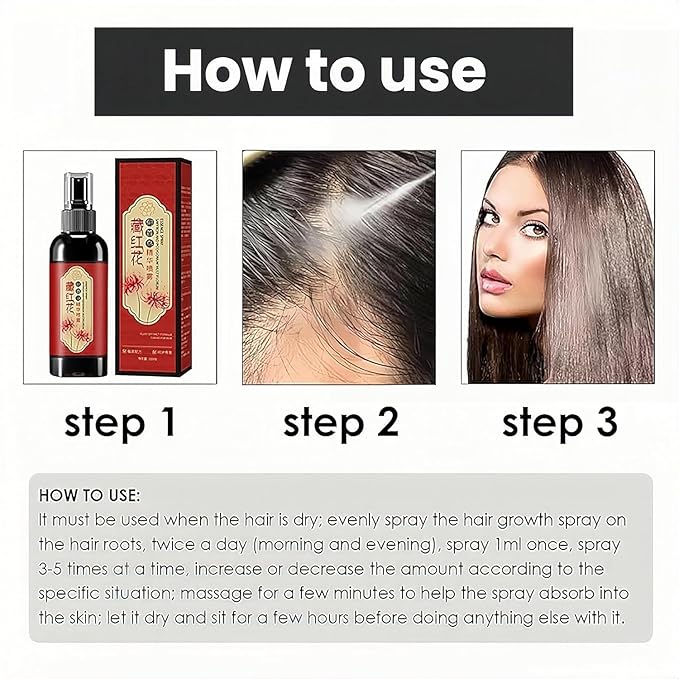 Saffron Hair Blackening Spray, Saffron Hair Spray, 100ml Herbal Extracts Hair Serum, Saffron and Polygonum Multiflorum Essence Spray, Leaving Hair Shiny & Prevent Gray Hair (3Pcs)