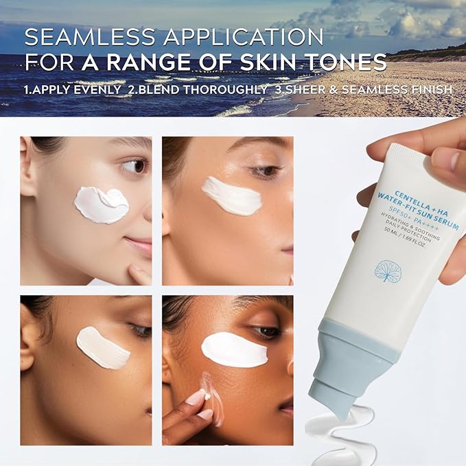 𝐶𝑒𝑛𝑡𝑒𝑙𝑙á Sunscreen SPF 50, Hyalu Cica Water-Fit Sun Serum, Face Sun Screen Long-Lasting Protection, Cen-tella Madagascar Sunscreen, NO White Cast - Dry Oily Korean Skincare (Blue 1)