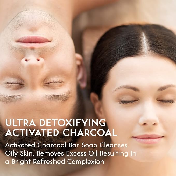 O NATURALS 100% Natural Bar Soap - Gift Set - Organic Ingredients & Essential Oils - Spa Gifts for Women & Men, Body Wash & Face Soap - 3PC Charcoal Soap