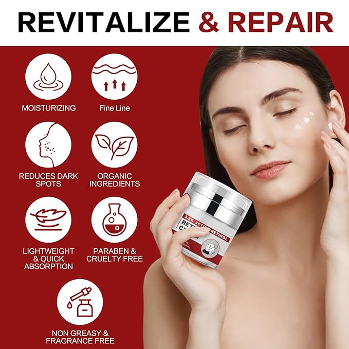 Retinol Anti Aging Face Moisturizer Creams for Face, Collagen Cream With Hyaluronic Acid, Face Lift Cream for Skin Tightening and Firming, Wrinkle Smoother for Women & Men