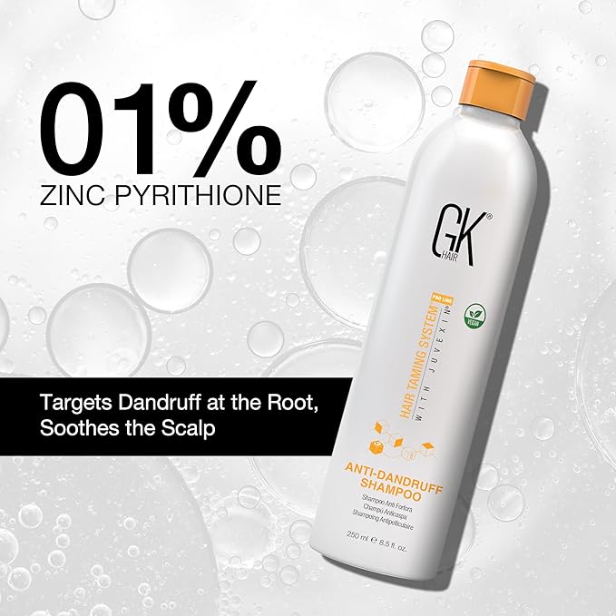 GK HAIR Anti Dandruff Shampoo 8.5 Fl Oz & Moisturizing Conditioner for Color Treated Dry Damage Curly Frizzy Thinning 10.1 Fl Oz