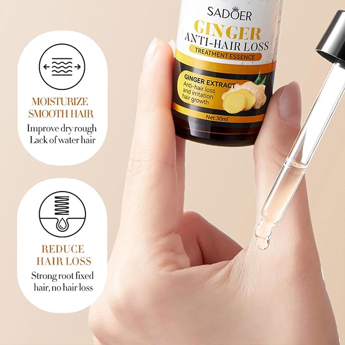 2 PCS Ginger Hair Treatment Oil, Hair Repair and Growth Serum for Dry, Damaged & Coarse Hair, Hair Essential Oil for All Hair Types, 1 Fl. Oz Each