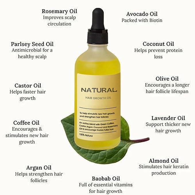 Hair Growth Oil,hair Growth Serum,100% Natural Rosemary Oil ,Improve Your Scalp Health & Forces Hair Growth Naturally Inunder (1PCS)