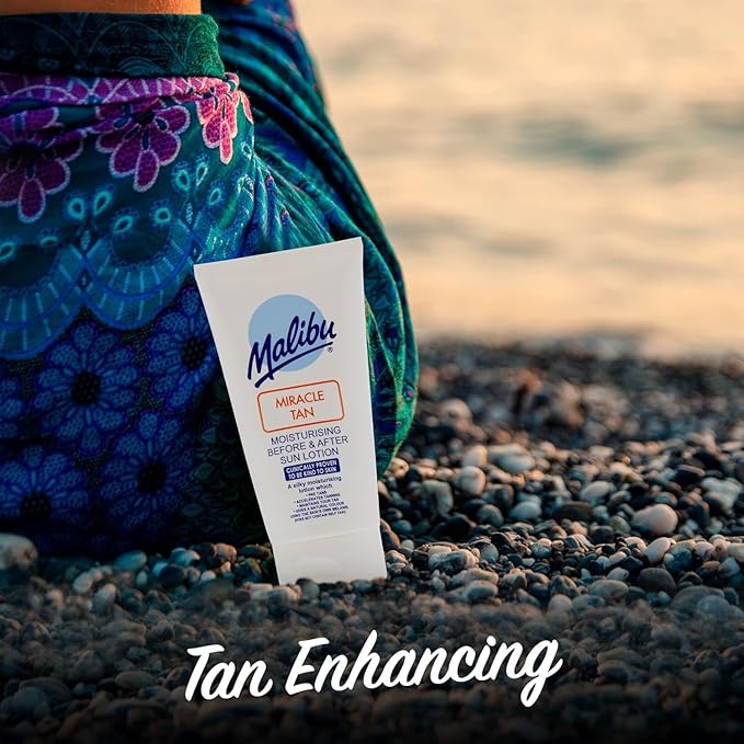 Malibu Miracle Tan Extender Lotion - After Sun Lotion & Deep Bronzing Enhancer, Hydrating Body Moisturizer with Aloe Vera & Vitamin E, Boosts Melanin, Summer Vacation Essential, Made in UK, 5 Fl Oz
