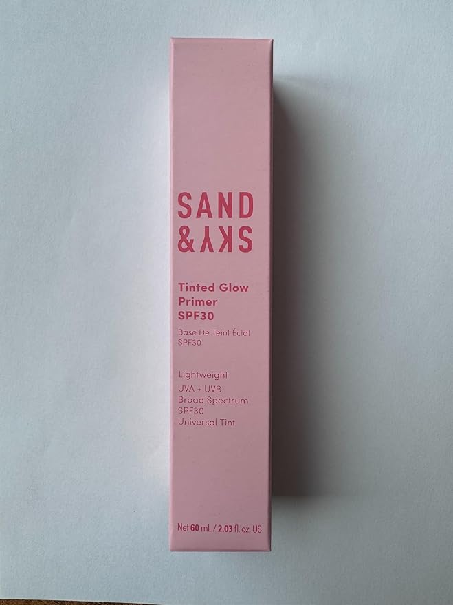 Sand & Sky Tinted Glow Primer SPF 30 Sunscreen - Australian Made Daily Hydrating Makeup Primer with Broad Spectrum Sun Protection & Sheer Rosy Tint | Improves Pigment, Firms Skin, Minimizes Roughness