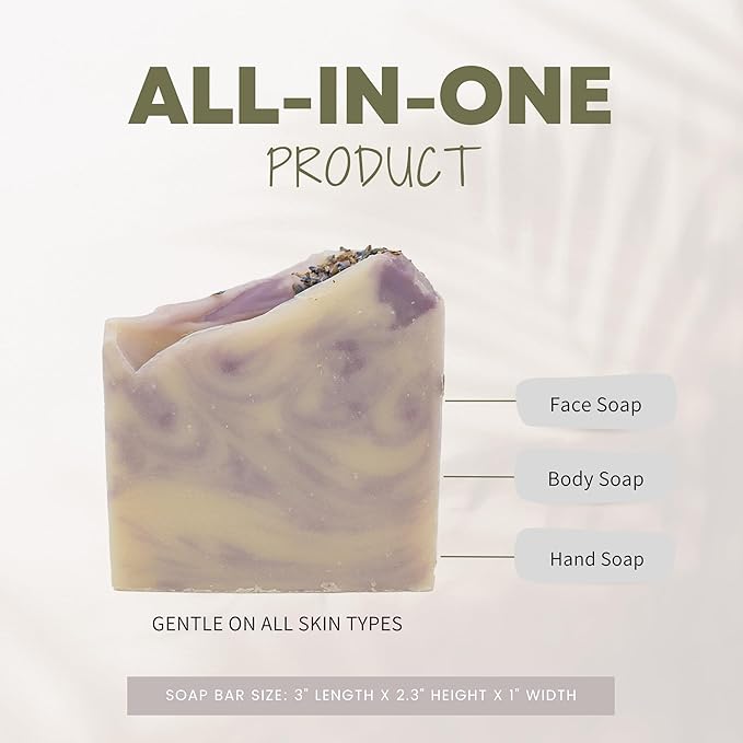 Handcraft Cold-Process Soap Bar, Lavender Scent (1 pack,) Handmade Body and Face Soap For Men And Women, Vegan, Cruelty Free, Made in USA, 4.2oz - Fresh Collection