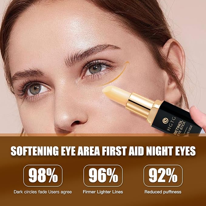 Retinol Eye Stick, Retinol Eye Cream, Anti-Aging Eye Cream for Wrinkles, Dark Circles, Puffiness & Bags Reduces Fine Lines Under Eyes 3.5g
