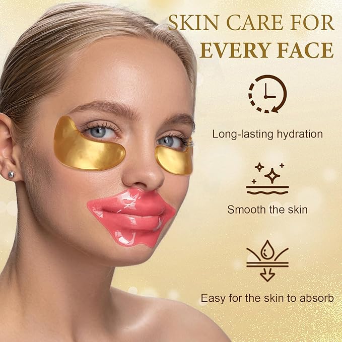 CHMI 30 Pairs Lip Masks & Eye Masks - 24K Gold Eye Patches for Puffy Eyes, Dark Circles, EyeBags and Wrinkles, Collagen Skin Care Products, Beauty & Personal Care.