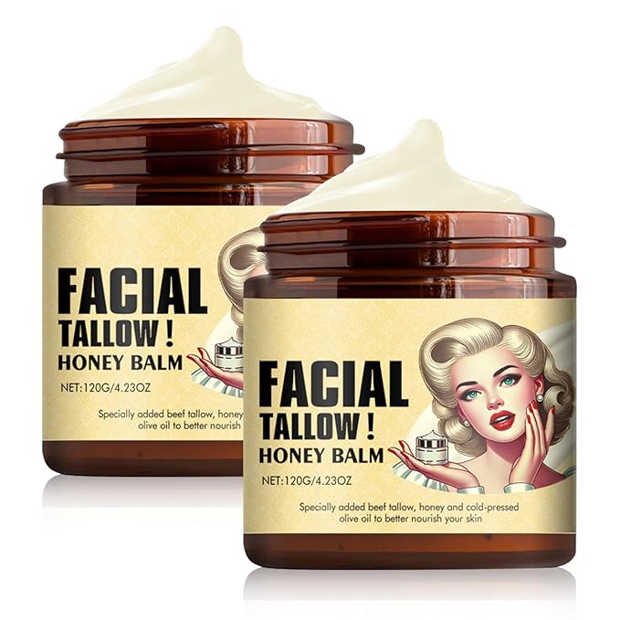 Whipped Beef Tallow and Honey Balm- Hydrating Moisturizer with Shea Butter & Coconut Oil, Deep Nourishing for Dry Skin, Non-Greasy & Fast Absorbing(2 Bottles)