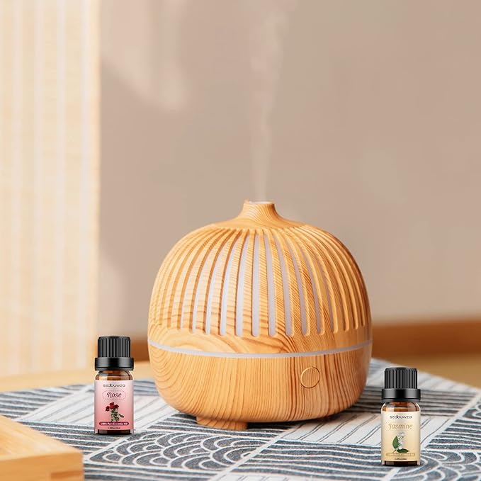 Sedbuwza Rose Jasmine Essential Oil Set, Rose Fragrance Oil Jasmine Scent Oil Set for Diffuser, Aromatherapy, Massage, Soap, Candle Making 2 x 10 ml