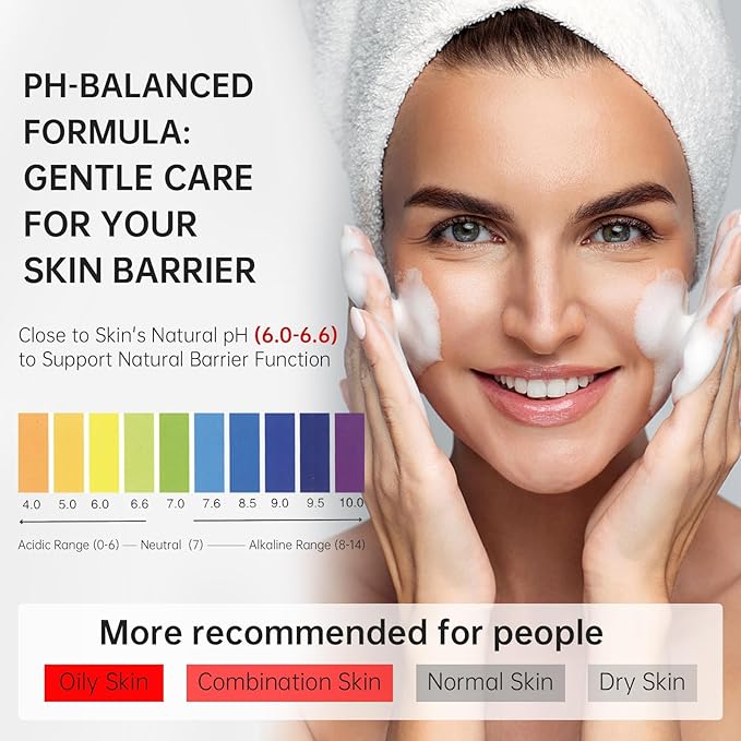 VGO Facial Cleanser, Daily Face Wash for Deep Pore Cleanser and Makeup Remover for Sensitive Oily Skin, Double Tube Design with Hyaluronic Acid, 3.52 Oz