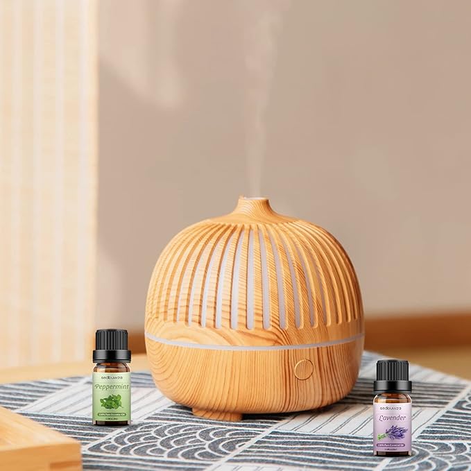 Sedbuwza Lavender Peppermint Essential Oil Set, Lavender Fragrance Oil Peppermint Scent Oil Set for Diffuser, Aromatherapy, Massage, Soap, Candle Making 2 x 10 ml