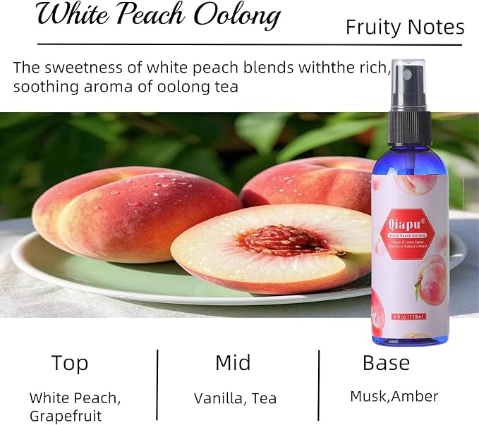Natural Bedroom Linen Spray Scented Room Mist with Plant Extracts Long Lasting Freshness for Sheets, Pillows & Curtains – 4oz 4Bottle(Cherry Blossom + Citrus + White Peach + Gardenia)